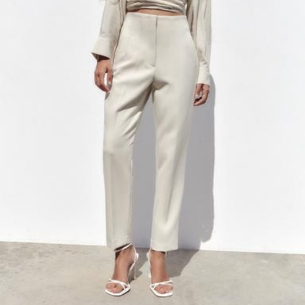 Zara Cream High-Waisted Pants